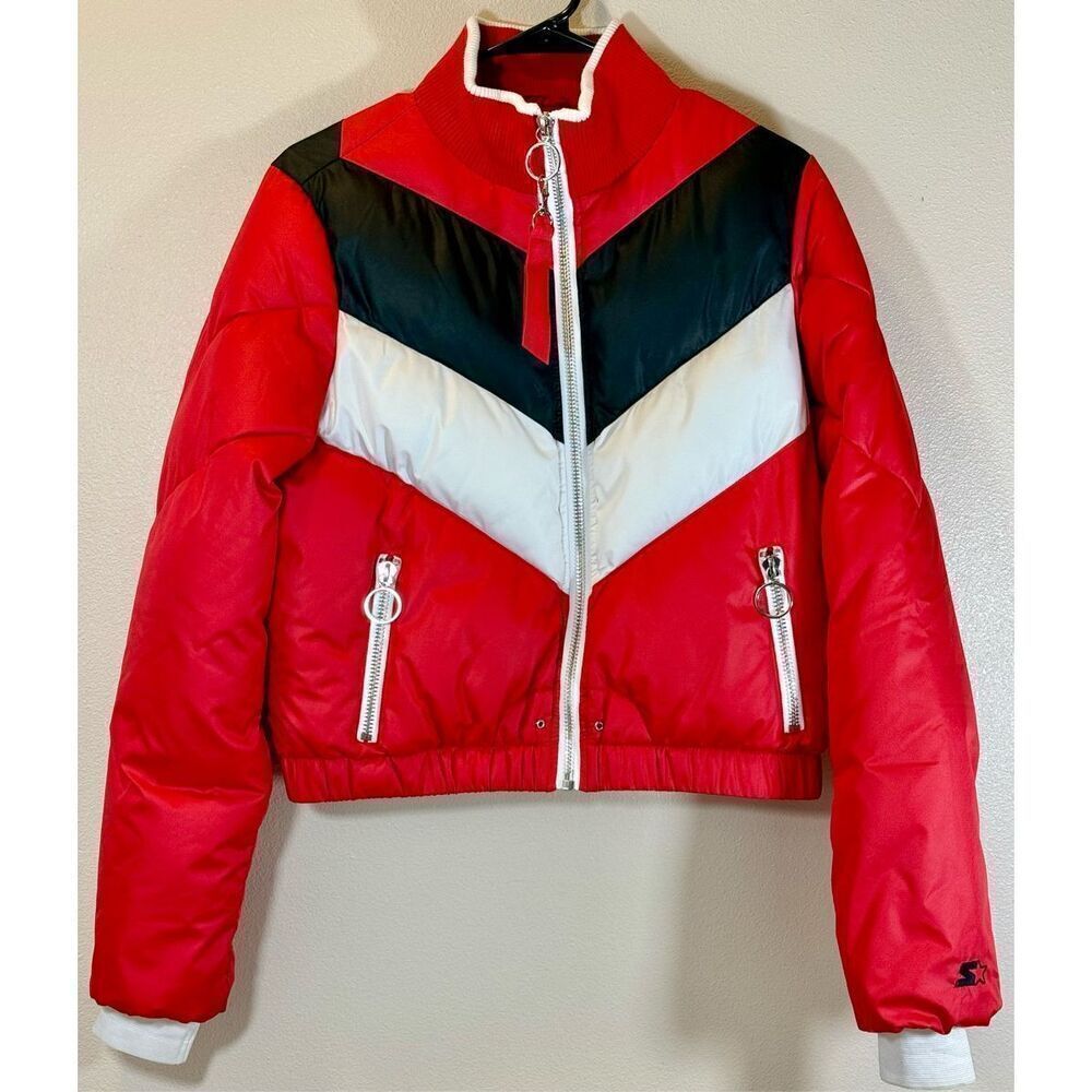 NWOT Vintage Y2K 90’s Starter Black Label Red Puffer Jacket Women’s Medium